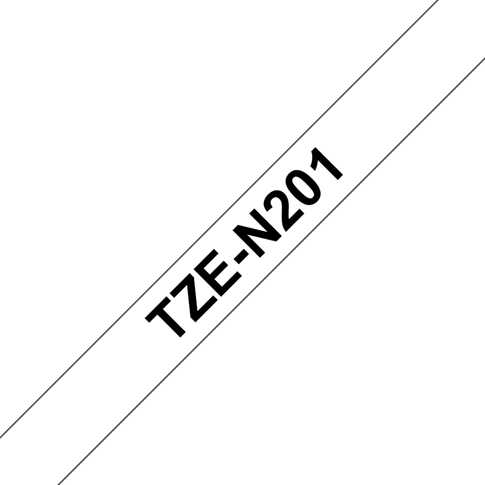 Original Brother TZeN201 ulaminert merketape – sort på hvit, 3,5 mm bred